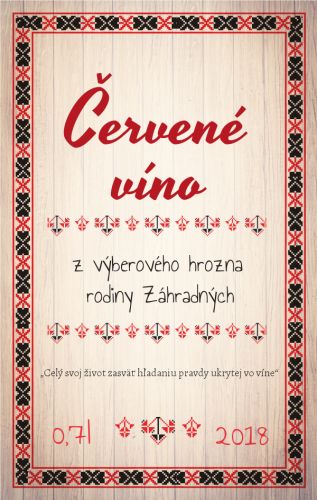 Slovenská tradičná etiketa vzory na víno pálenku na flašu 047m